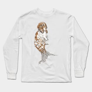 Brown and White Mermaid Bunny Long Sleeve T-Shirt